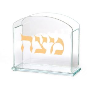 מעמד מצה זכוכית כיתוב זהב